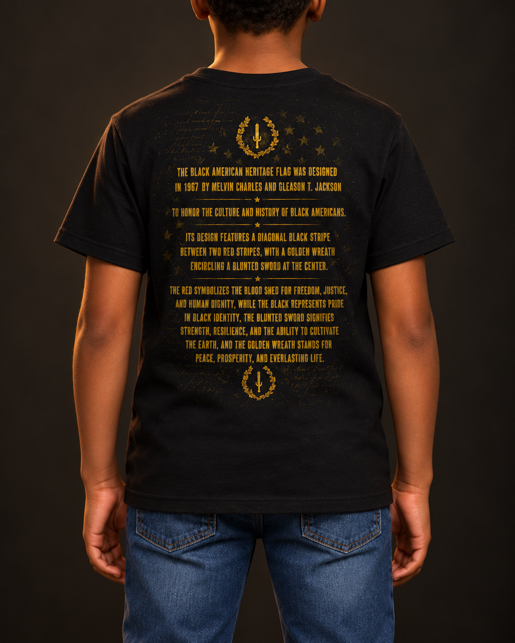 The Boy Black American Heritage Rider Tee by Ryland Works — back heritage artwork