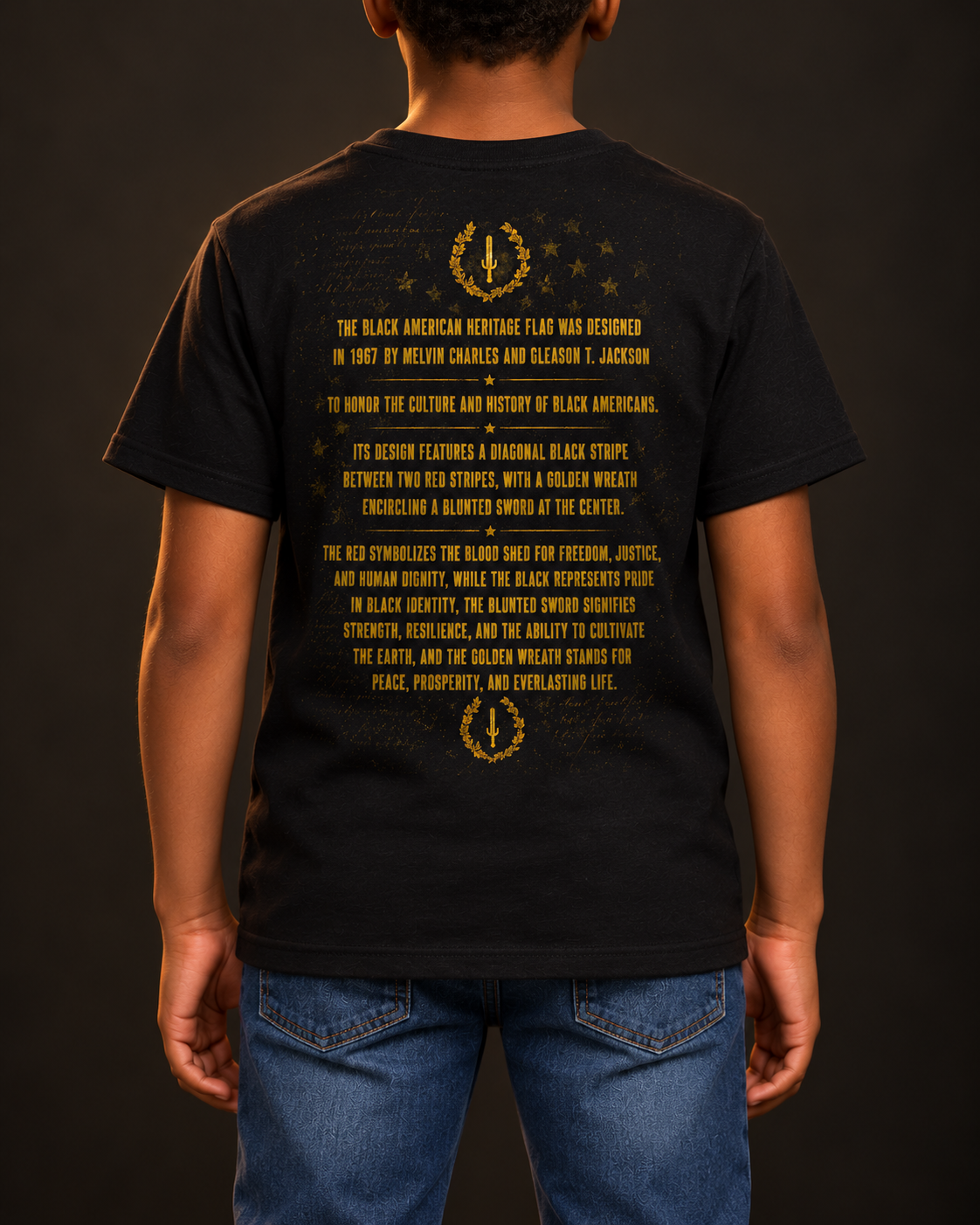 The Boy Black American Heritage Rider Tee by Ryland Works — back heritage artwork